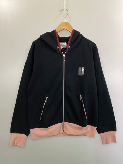 【中古品】【メンズ】 PEEL&LIFT ピールアンドリフト PILE RIB SWEAT ZIP PARKA パイル リブ スウェット ジップ パーカ PL-CS009 フーディ 長袖 140-260918-hu-03-min サイズ：M カラー：ブラック/ライトピンク 万代Net店