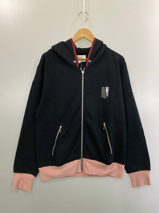 【中古品】【メンズ】 PEEL&LIFT ピールアンドリフト PILE RIB SWEAT ZIP PARKA パイル リブ スウェット ジップ パーカ PL-CS009 フーディ 長袖 140-260918-hu-03-min サイズ：M カラー：ブラック/ライトピンク 万代Net店
