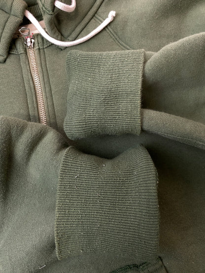 【中古品】【メンズ】 WAREHOUSE ウエアハウス DOUBLE FACE HALF ZIP SWEATHOODIE ダブルフェイス ハーフジップ スウェット フーディー プルオーバー 145-260918-hu-08-min サイズ：42 カラー：グリーン系 万代Net店