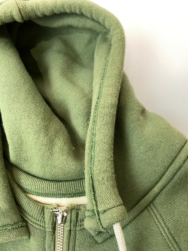 【中古品】【メンズ】 WAREHOUSE ウエアハウス DOUBLE FACE HALF ZIP SWEATHOODIE ダブルフェイス ハーフジップ スウェット フーディー プルオーバー 145-260918-hu-08-min サイズ：42 カラー：グリーン系 万代Net店