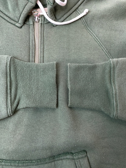 【中古品】【メンズ】 WAREHOUSE ウエアハウス DOUBLE FACE HALF ZIP SWEATHOODIE ダブルフェイス ハーフジップ スウェット フーディー プルオーバー 145-260918-hu-08-min サイズ：42 カラー：グリーン系 万代Net店