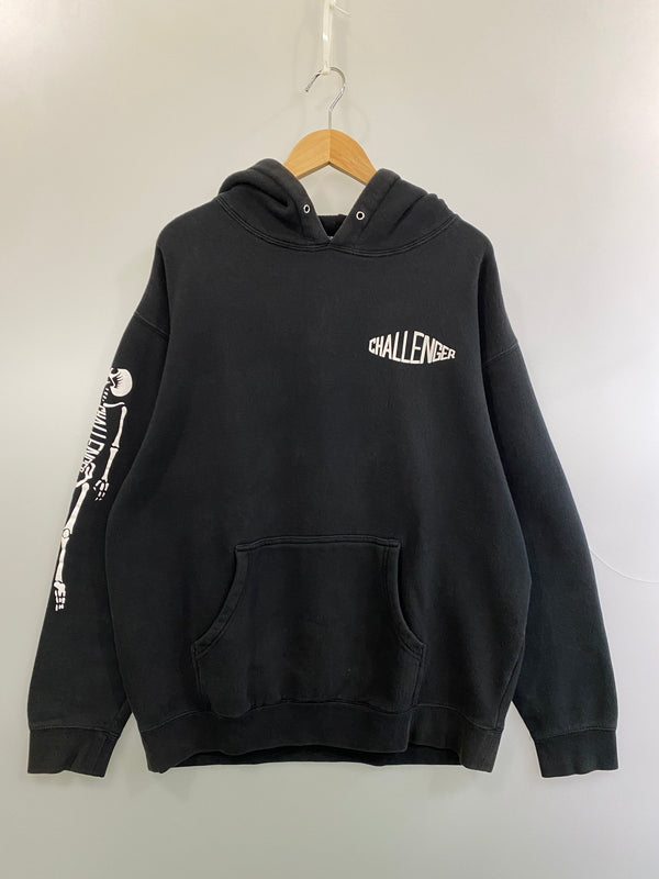 【中古品】【メンズ】 CHALLENGER チャレンジャー 10TH SKULL LOGO HOODIE 10周年 スカル ロゴ フーディ パーカー 142-260918-hu-09-min サイズ：L カラー：ブラック（色あせ） 万代Net店