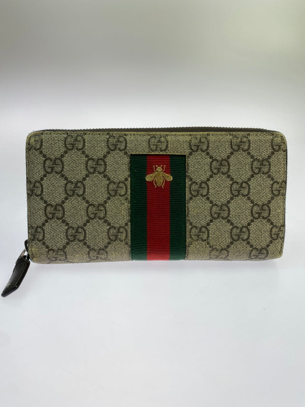 【中古品】【メンズ/レディース】 GUCCI グッチ GGスプリーム ビーラウンドジップウォレット 財布 181-260923-hu-21-min カラー：ブラウン系 万代Net店