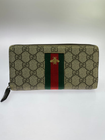 【中古品】【メンズ/レディース】 GUCCI グッチ GGスプリーム ビーラウンドジップウォレット 財布 181-260923-hu-21-min カラー：ブラウン系 万代Net店