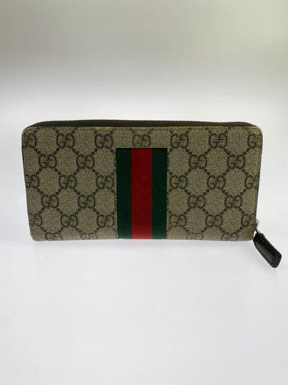 【中古品】【メンズ/レディース】 GUCCI グッチ GGスプリーム ビーラウンドジップウォレット 財布 181-260923-hu-21-min カラー：ブラウン系 万代Net店