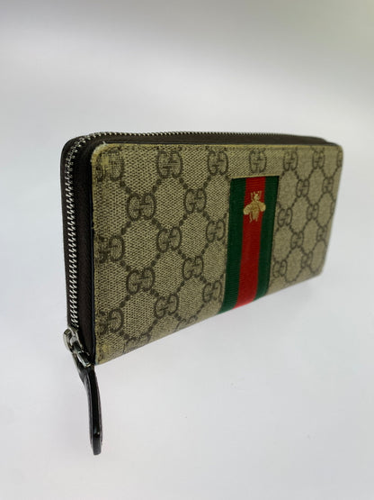 【中古品】【メンズ/レディース】 GUCCI グッチ GGスプリーム ビーラウンドジップウォレット 財布 181-260923-hu-21-min カラー：ブラウン系 万代Net店
