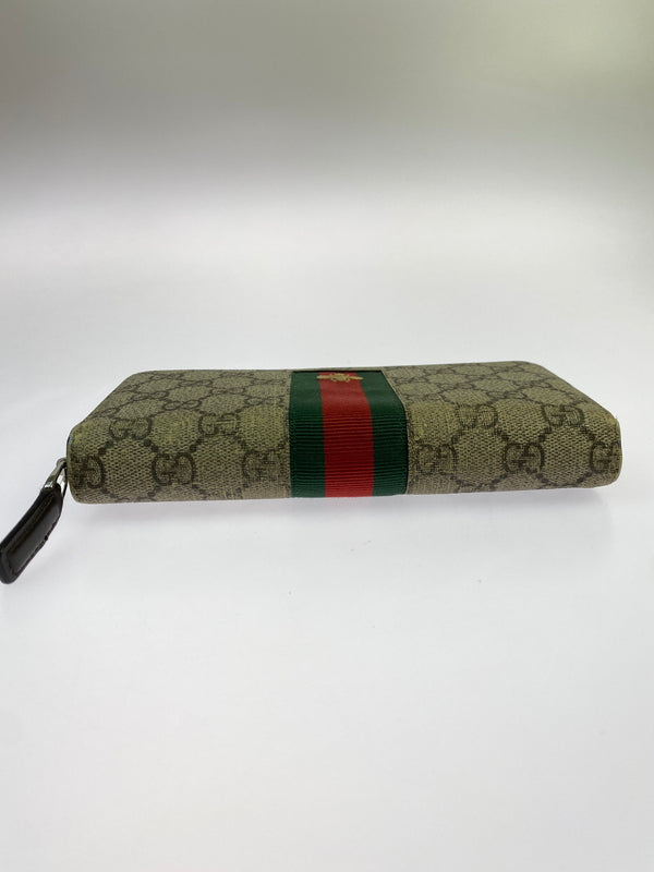 【中古品】【メンズ/レディース】 GUCCI グッチ GGスプリーム ビーラウンドジップウォレット 財布 181-260923-hu-21-min カラー：ブラウン系 万代Net店