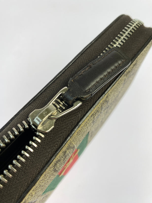 【中古品】【メンズ/レディース】 GUCCI グッチ GGスプリーム ビーラウンドジップウォレット 財布 181-260923-hu-21-min カラー：ブラウン系 万代Net店