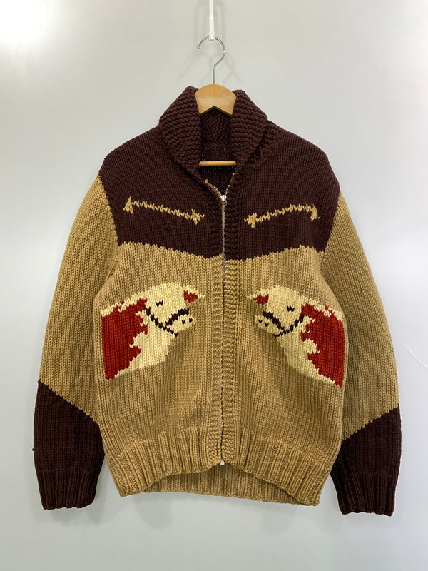 【現状渡し品】【メンズ】 VINTAGE ヴィンテージ 60S COW PATTERN COWICHAN KNIT 60年代 カウ パターン カウチン ニット セーター 146-260918-hu-04-min サイズ：タグなしのため不明 カラー：ベージュ/ブラウン 万代Net店