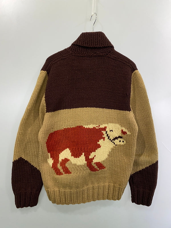 【現状渡し品】【メンズ】 VINTAGE ヴィンテージ 60S COW PATTERN COWICHAN KNIT 60年代 カウ パターン カウチン ニット セーター 146-260918-hu-04-min サイズ：タグなしのため不明 カラー：ベージュ/ブラウン 万代Net店