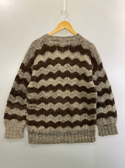 【中古品】【メンズ】 USED BORDER WOOL KNIT ボーダー ウール ニット セーター 146-260918-hu-22-min サイズ：タグなしのため不明 カラー：グレー/ブラウン 万代Net店