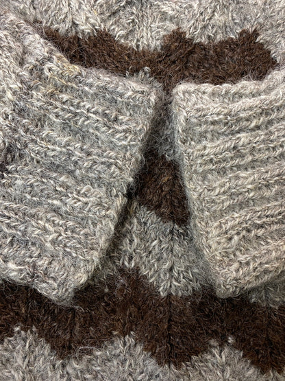【中古品】【メンズ】 USED BORDER WOOL KNIT ボーダー ウール ニット セーター 146-260918-hu-22-min サイズ：タグなしのため不明 カラー：グレー/ブラウン 万代Net店