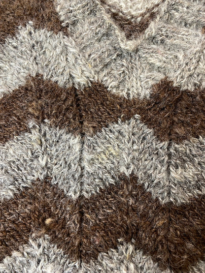 【中古品】【メンズ】 USED BORDER WOOL KNIT ボーダー ウール ニット セーター 146-260918-hu-22-min サイズ：タグなしのため不明 カラー：グレー/ブラウン 万代Net店