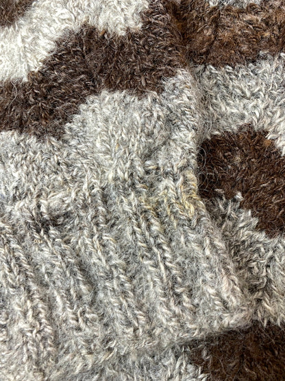 【中古品】【メンズ】 USED BORDER WOOL KNIT ボーダー ウール ニット セーター 146-260918-hu-22-min サイズ：タグなしのため不明 カラー：グレー/ブラウン 万代Net店