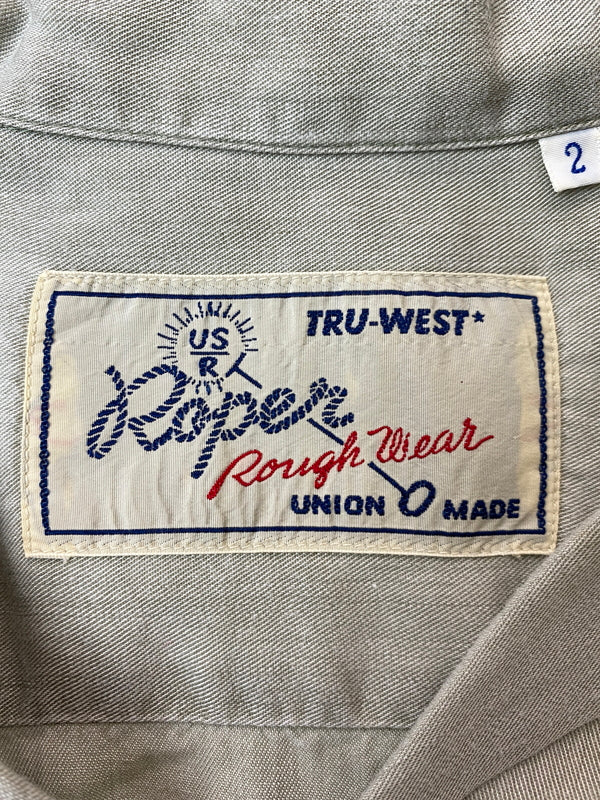 【中古品】【メンズ】 ROPER ROUGH WEAR ローパー ラフ ウェア LS SHIRT ロングスリーブ シャツ 長袖 146-260918-hu-23-min サイズ：2 カラー：ライトグレー系 万代Net店