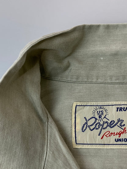 【中古品】【メンズ】 ROPER ROUGH WEAR ローパー ラフ ウェア LS SHIRT ロングスリーブ シャツ 長袖 146-260918-hu-23-min サイズ：2 カラー：ライトグレー系 万代Net店