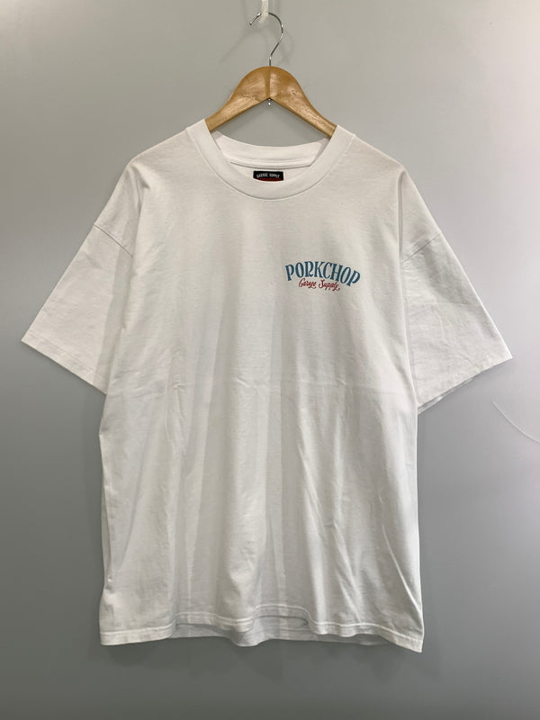 【中古品】【メンズ】 PORK CHOP ポーク チョップ PORK PLINT S S TEE ポーク プリント ショート スリーブ ティー 半袖 Tシャツ 142-260923-hu-06-min サイズ：XL カラー：ホワイト 万代Net店