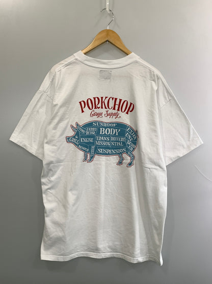 【中古品】【メンズ】 PORK CHOP ポーク チョップ PORK PLINT S S TEE ポーク プリント ショート スリーブ ティー 半袖 Tシャツ 142-260923-hu-06-min サイズ：XL カラー：ホワイト 万代Net店