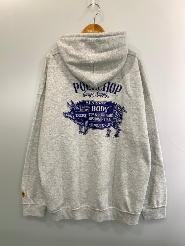 【中古品】【メンズ】 PORK CHOP ポーク チョップ PORK BACK HOODIE ポーク バック フーディ パーカー トップス 142-260923-hu-07-min サイズ：XL カラー：ライトグレー 万代Net店