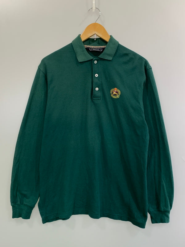 【中古品】【メンズ】 BURBERRYS バーバリーズ 90S POLO SHIRT 90年代 ポロ シャツ 長袖 ロングスリーブ 140-260923-hu-13-min サイズ：M カラー：グリーン 万代Net店