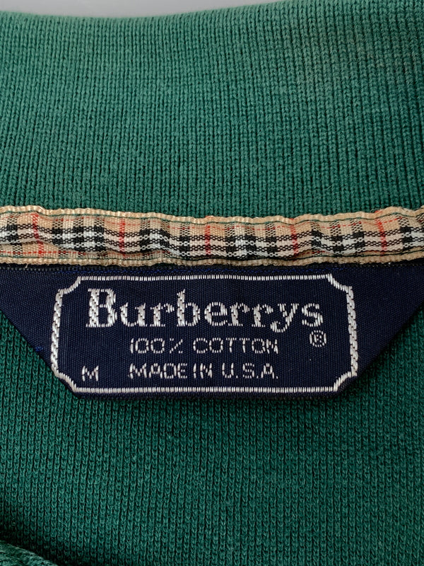 【中古品】【メンズ】 BURBERRYS バーバリーズ 90S POLO SHIRT 90年代 ポロ シャツ 長袖 ロングスリーブ 140-260923-hu-13-min サイズ：M カラー：グリーン 万代Net店