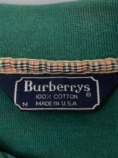【中古品】【メンズ】 BURBERRYS バーバリーズ 90S POLO SHIRT 90年代 ポロ シャツ 長袖 ロングスリーブ 140-260923-hu-13-min サイズ：M カラー：グリーン 万代Net店