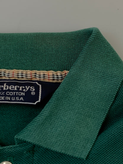 【中古品】【メンズ】 BURBERRYS バーバリーズ 90S POLO SHIRT 90年代 ポロ シャツ 長袖 ロングスリーブ 140-260923-hu-13-min サイズ：M カラー：グリーン 万代Net店