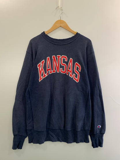 【現状渡し品】【メンズ】 CHAMPION チャンピオン 90S KANSAS REVERSEWEAVE SWEATSHIRT 90年代 カンザス リバースウィーブ スウェットシャツ ヴィンテージ トレーナー トップス 146-260923-hu-02-min サイズ：XL カラー：ネイビー 万代Net店