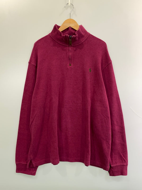【中古品】【メンズ】 POLO RALPH LAUREN ポロ ラルフローレン LS ハーフジップ ニット 長袖 ロングスリーブ トップス 147-260923-hu-10-min サイズ：XXL カラー：ワインレッド系 万代Net店