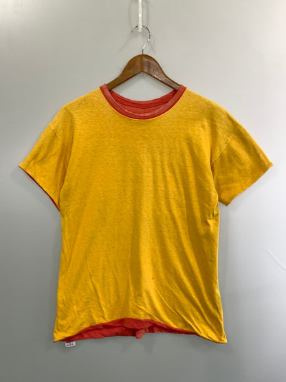 【現状渡し品】【メンズ】 CHAMPION チャンピオン 70S DOUBLE FACE TEE 70年代 ダブルフェイスティー 半袖 ショートスリーブ 146-260923-hu-01-min サイズ：L カラー：レッド（色あせ） 万代Net店