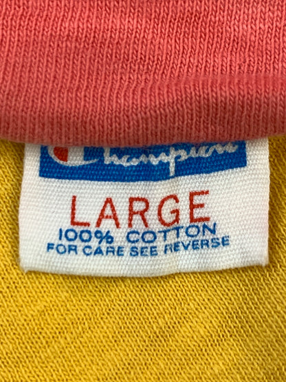 【現状渡し品】【メンズ】 CHAMPION チャンピオン 70S DOUBLE FACE TEE 70年代 ダブルフェイスティー 半袖 ショートスリーブ 146-260923-hu-01-min サイズ：L カラー：レッド（色あせ） 万代Net店
