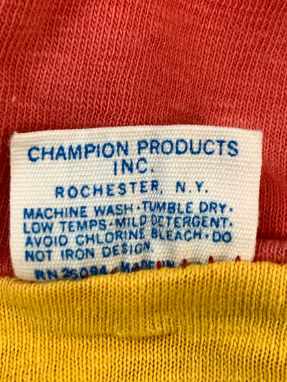 【現状渡し品】【メンズ】 CHAMPION チャンピオン 70S DOUBLE FACE TEE 70年代 ダブルフェイスティー 半袖 ショートスリーブ 146-260923-hu-01-min サイズ：L カラー：レッド（色あせ） 万代Net店