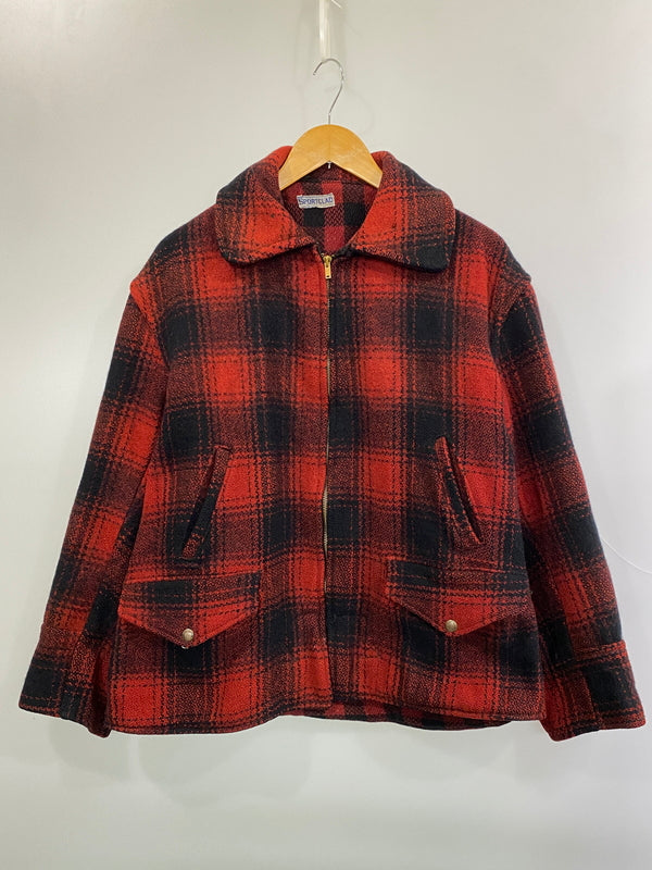 【現状渡し品】【メンズ】 SPORTCLAD スポーツクラッド 30S～ TALON MACKINAW WOOL CRUISER JACKET 30年代 タロン マッキーノ ウール クルーザー アウター コート 146-260922-hu-24-min サイズ：タグ破損のため不明 カラー：レッド/ブラック（チェック） 万代Net店