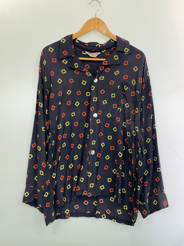 【中古品】【メンズ】 PLEETWAY BALLOON SEAT プリートウェイ バルーン シート 50S LS RAYON SHIRT 50年代 ロングスリーブ レーヨン シャツ 長袖 ヴィンテージ 146-260929-hu-02-min サイズ：サイズ表記不明 カラー：ネイビー/レッド/イエロー 万代Net店
