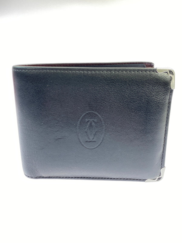 【中古品】【メンズ/レディース】 CARTIER カルティエ MUST DE CARTIER WALLET マスト ドゥ カルティエ ウォレット 二つ折り財布 小物 レザー 181-260925-em-54-min カラー：ブラック 万代Net店