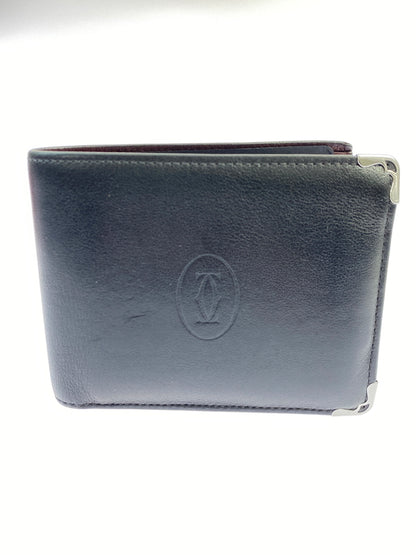 【中古品】【メンズ/レディース】 CARTIER カルティエ MUST DE CARTIER WALLET マスト ドゥ カルティエ ウォレット 二つ折り財布 小物 レザー 181-260925-em-54-min カラー：ブラック 万代Net店