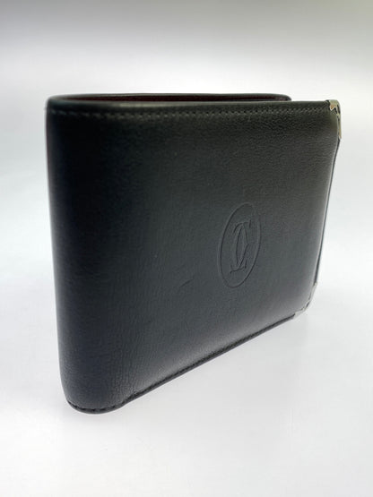 【中古品】【メンズ/レディース】 CARTIER カルティエ MUST DE CARTIER WALLET マスト ドゥ カルティエ ウォレット 二つ折り財布 小物 レザー 181-260925-em-54-min カラー：ブラック 万代Net店