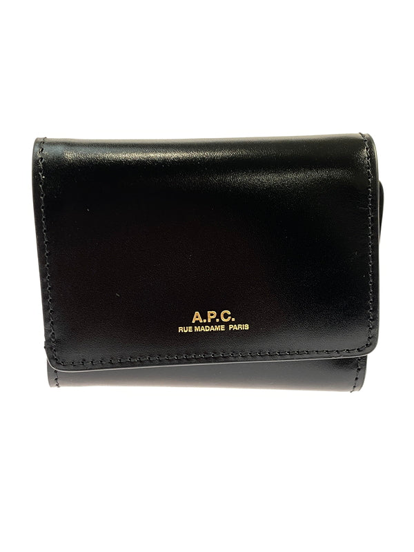 【中古品】【メンズ/レディース】 A.P.C. アーペーセー コンパクトウォレット 財布 小物 三つ折り財布 シンプル 201-260925-em-61-min カラー：ブラック 万代Net店