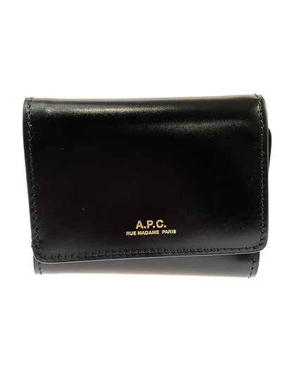 【中古品】【メンズ/レディース】 A.P.C. アーペーセー コンパクトウォレット 財布 小物 三つ折り財布 シンプル 201-260925-em-61-min カラー：ブラック 万代Net店
