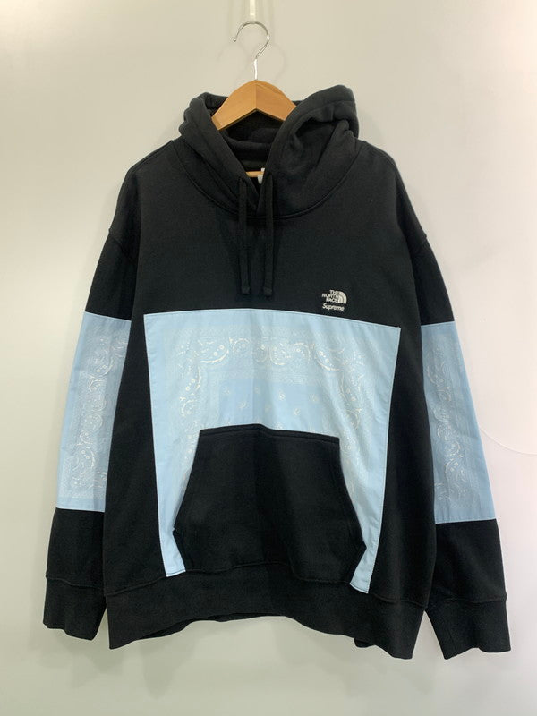 【中古品】【メンズ】 SUPREME シュプリーム × THE NORTH FACE ザ・ノースフェイス 22SS BANDANA HOODED SWEATSHIRT NT022081 スウェット パーカー 142-260925-em-02-min サイズ：XXL（ASIA) カラー：ブラック 万代Net店