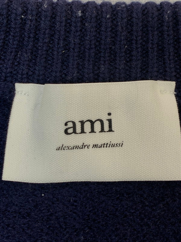 【中古品】【メンズ】 AMI PARIS アミ パリス ADC CREWNECK SWEATER UKS002 018 クルーネック セーター メンズ トップス 丸首 ニット ハート 141-260925-em-05-min サイズ：XL カラー：ネイビー 万代Net店