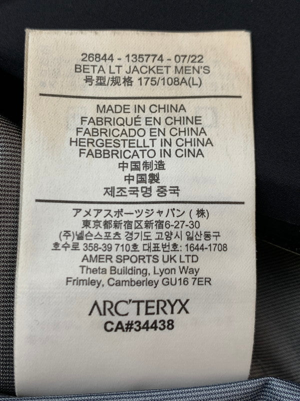 【中古品】【メンズ】 ARC’TERYX アークテリクス BETA LT JACKET 26844-135774 ベータ LT ジャケット ライトアウター 軽量 防水 メンズ 144-260925-em-14-min サイズ：L カラー：ブラック 万代Net店