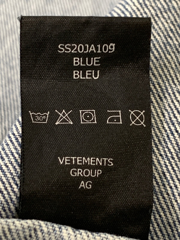 【中古品】【メンズ】 VETEMENTS ヴェトモン ARTISANAL HOODED DENIM JACKET SS20JA109 アーティザナル フーデッド デニム ジャケット メンズ アウター Gジャン 141-260925-em-17-min サイズ：S カラー：インディゴ 万代Net店