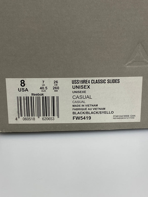 【中古品】【メンズ】 VETEMENS ヴェトモン × REEBOK リーボック SW5419 USS19RE4 CLASSIC SLIDE サンダル 164-260926-zi-38-min サイズ：26cm カラー：ブラック 万代Net店