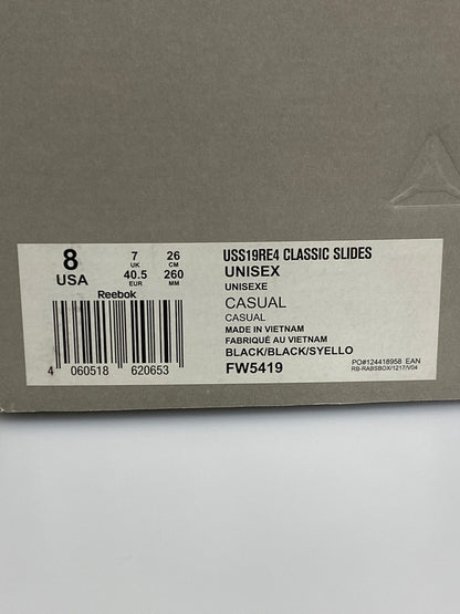 【中古品】【メンズ】 VETEMENS ヴェトモン × REEBOK リーボック SW5419 USS19RE4 CLASSIC SLIDE サンダル 164-260926-zi-38-min サイズ：26cm カラー：ブラック 万代Net店