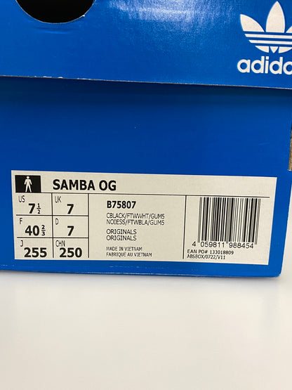 【中古美品】【メンズ/レディース】 ADIDAS アディダス B75807 SAMBA OG 靴 シューズ スニーカー SNEAKERS 161-260926-zi-41-min サイズ：25.5cm カラー：ブラック 万代Net店