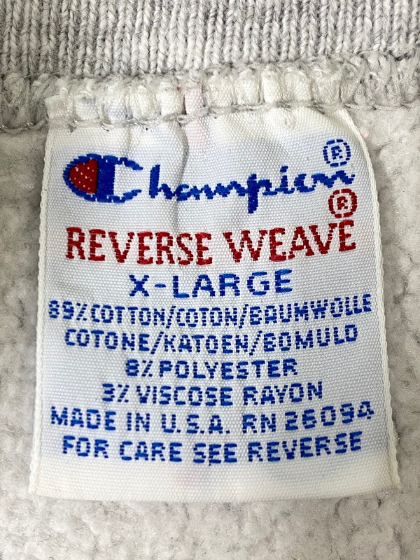 【中古品】【メンズ】 CHAMPION チャンピオン 90S 刺繍タグ USA製 SWEAT SHIRT スウェットシャツ トップス 146-260926-zi-24-min サイズ：XL カラー：ライトグレー 万代Net店