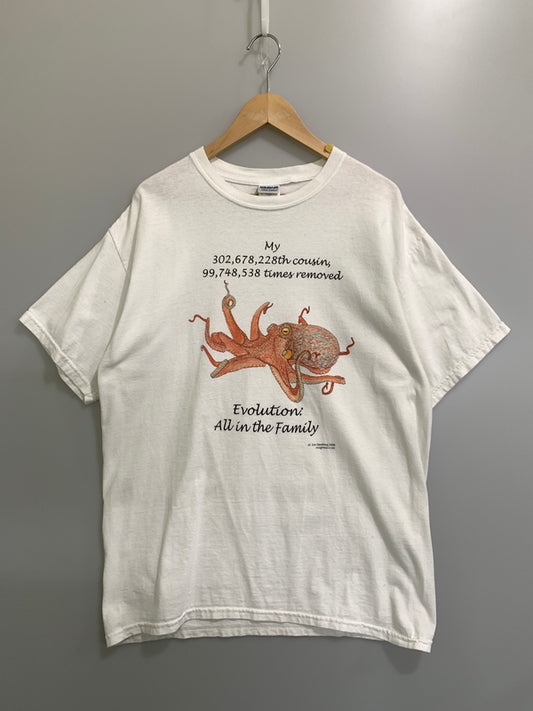 【ジャンク品】【メンズ】 GILDAN ギルダン 00S LEONARD EISENBERG OCTPATH 両面プリント TEE タコ オクトパス 146-261003-ta-41-min サイズ：L カラー：ホワイト 万代Net店