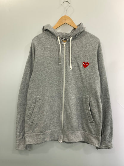 【中古品】【メンズ】 PLAY COMME DES GARCONS プレイコムデギャルソン PRINTED BACK HEARTS ZIP HOODIE ジップ フーディー メンズ スウェット パーカー ハートプリント 長袖 140-260925-em-16-min サイズ：XL カラー：グレー 万代Net店