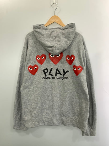 【中古品】【メンズ】 PLAY COMME DES GARCONS プレイコムデギャルソン PRINTED BACK HEARTS ZIP HOODIE ジップ フーディー メンズ スウェット パーカー ハートプリント 長袖 140-260925-em-16-min サイズ：XL カラー：グレー 万代Net店